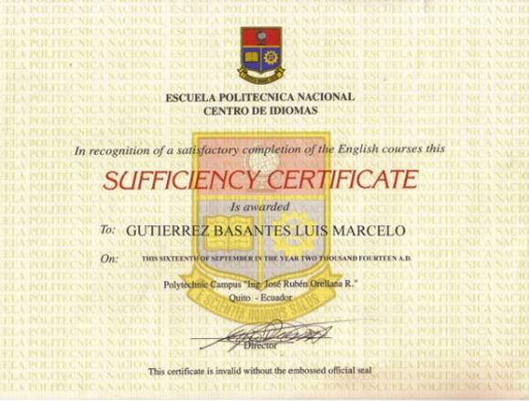 Obtén tu Certificado de Suficiencia en Inglés en Quito (Cantón)