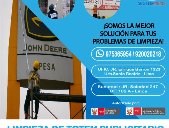Limpieza de totem publicitario en Lima (Lima 1) (Distrito)