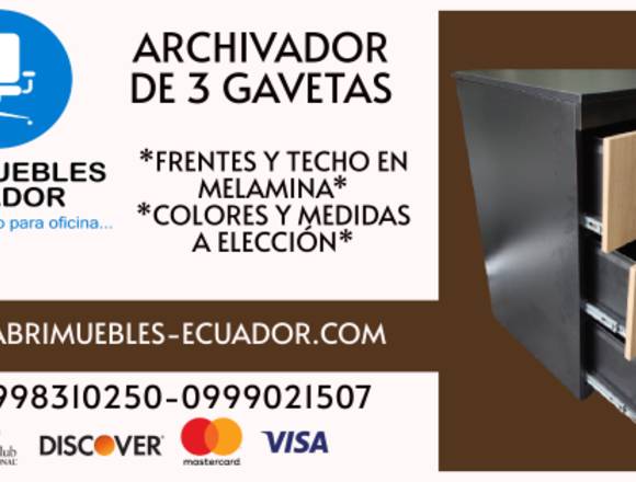 ARCHIVADOR DE 3 GAVETAS TECHO Y FRENTE EN MELAMINA en Pedro Moncayo (Cantón)