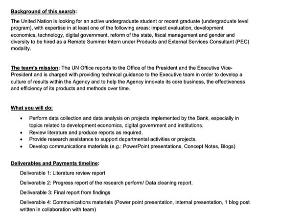 2021 UN Summer/Fall Intership en Barcelona (Municipio)