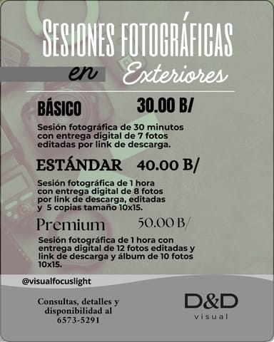 Servicios de fotografía en La Chorrera (Distrito)