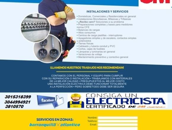 3M ELECTRICISTAS 24 HORAS 3015318399 en Campo de la Cruz (Municipio)