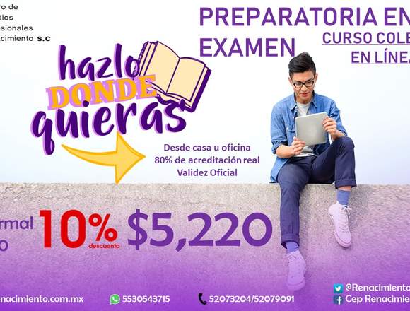 PREPARATORIA EN UN SOLO EXAMEN COLBACH EN LINEA