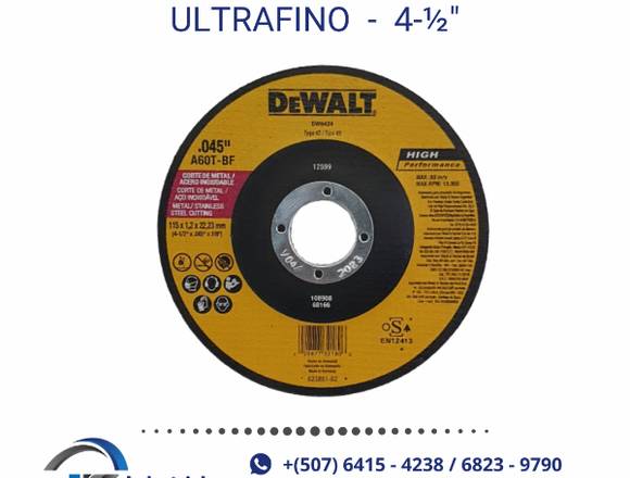 DISCO DE CORTE DEWALT ULTRAFINO PARA METAL en San Miguelito (Distrito)