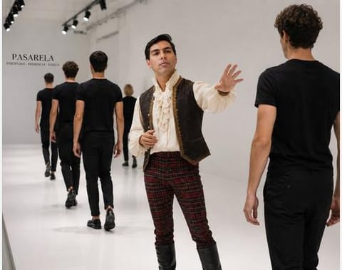 MODELANDO LA PASARELA CON PABLO RODOLFO AVLÉS CEVALLOS EN BARCELONA