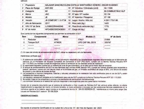 certificados de inspeccion anual de GLP en Lima (Lima 1) (Distrito)