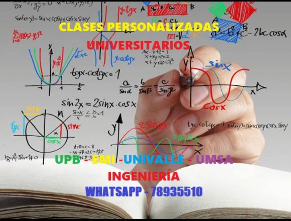 CLASES PERSONALIZADAS ING. UNIVERSITARIOS 78935510 en La Paz (Localidad)