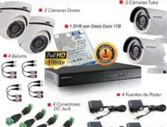 COMBO 4 CAMAAS HIKVISION HD en Santo Domingo Norte (Municipio)