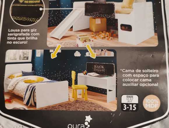 Cama con rodadero o cama y escritorio para niño