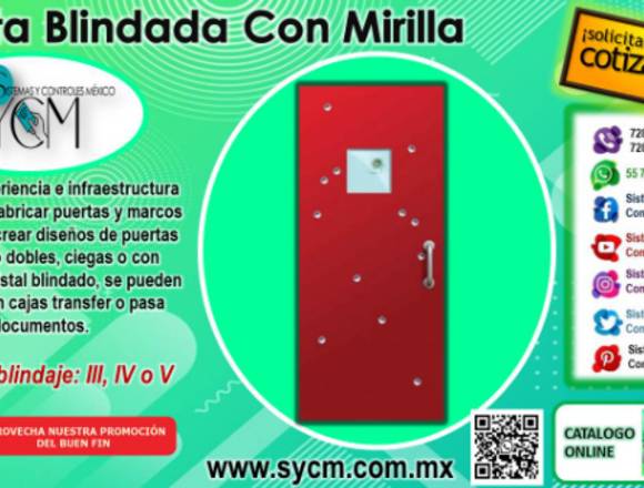PUERTA BLINDADA CON MIRILLA – SYCM en Huixquilucan (Municipio)