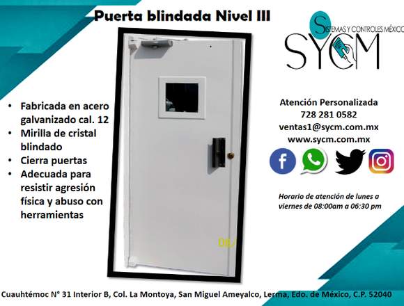 Puerta blindada Nivel IV en Xonacatlán (Municipio)