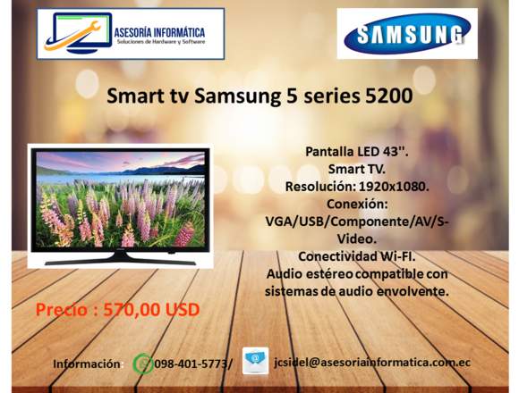 TV Samsung de 43" Smart tv Series 5 J5200A en Pichincha (Cantón)