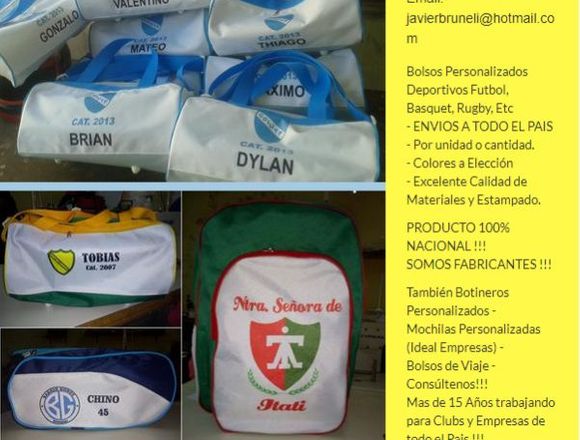 Bolsos, Mochilas y Botineros Personalizados