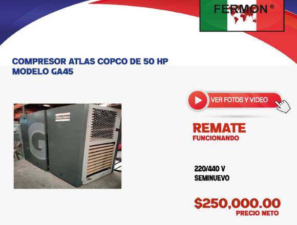 COMPRESOR ATLAS COPCO DE 50 HP MODELO GA45. en Nicolás Romero (Municipio)