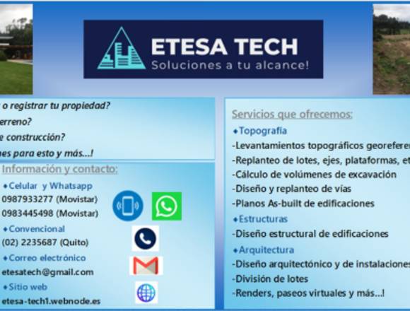 Servicios de Ingenieria, topografía y arquitectura en Quito (Cantón)