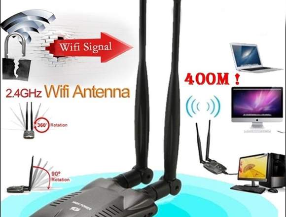 Antenas WiFi adaptador USB con doble antena. en Santo Domingo Norte (Municipio)