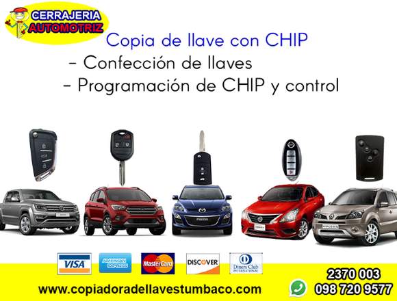 Copia de llave con chip para autos y motos en Pichincha (Cantón)