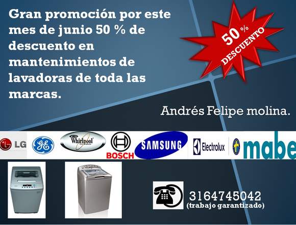 Mantenimiento lavadoras 50% descuento 3164745042