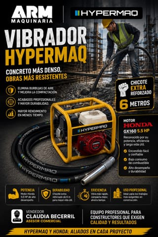 Vibrador Hypermaq Motor Honda 5.5 HP Chicote Reforzado 6 Metros