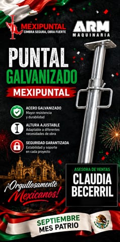 Puntal galvanizado Mexipuntal 2.20 a 4 m obra civil YA