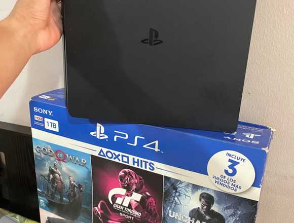 Play Station 4 Slim de 1 TB, 2 palancas original.
