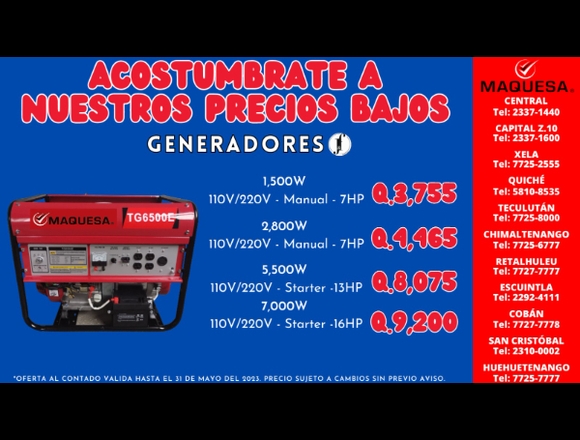 Generadores Eléctricos en Teculután (Municipio)