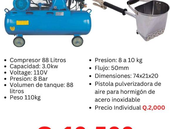 LANZADOR DE MORTERO/CONCRETO Y COMPRESOR
