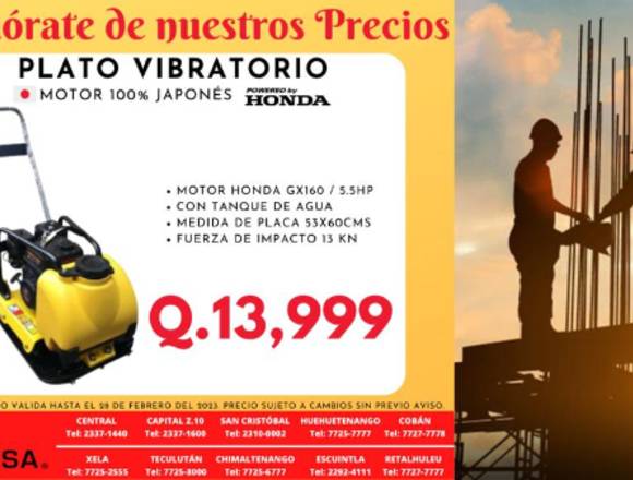 PLATO VIBRATORIO PARA COMPACTAR TUS PROYECTOS en Teculután (Municipio)