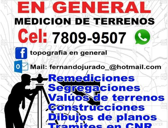 TOPOGRAFO, MEDICION DE TERRENOS DIBUJOS DE PLANOS en San Salvador (Municipio)