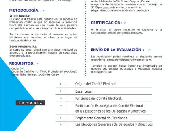 CURSO DE PROCESO ELECTORAL COOPERATIVO en Jesús María (Lima 11) (Distrito)