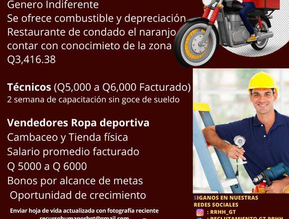 vendedores motoristas pilotos de reparto en Salcajá (Municipio)