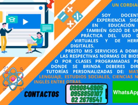 CLASES PERSONALIZADAS A DOMICILIO O POR ZOOM en Quito (Cantón)