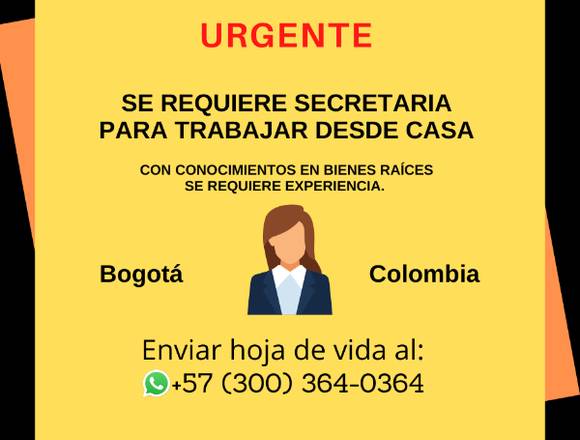 Se necesita Asesora Inmobiliaria en Bogotá, D.C. (Municipio)