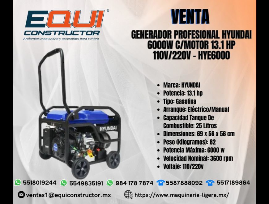 Venta de Generador HYUNDAI HYE6000w