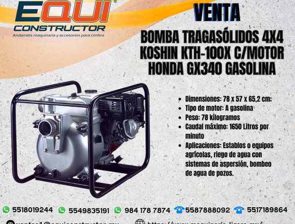 Venta de Motobomba tragasólidos Koshin KTH-100 X en Ecatepec de Morelos (Municipio)