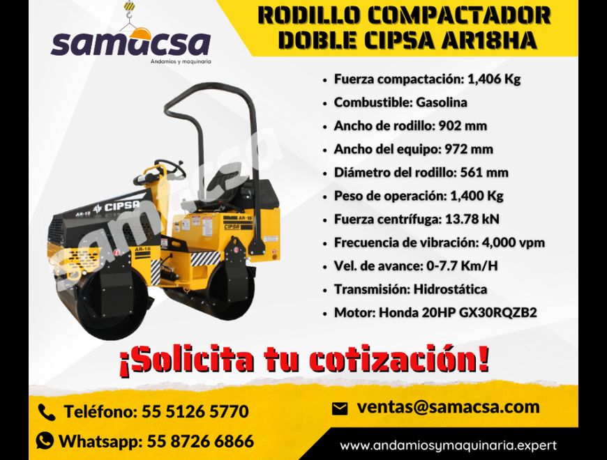 Rodillo Doble CIPSA AR18: Alto Desempeño en Durango (Municipio)