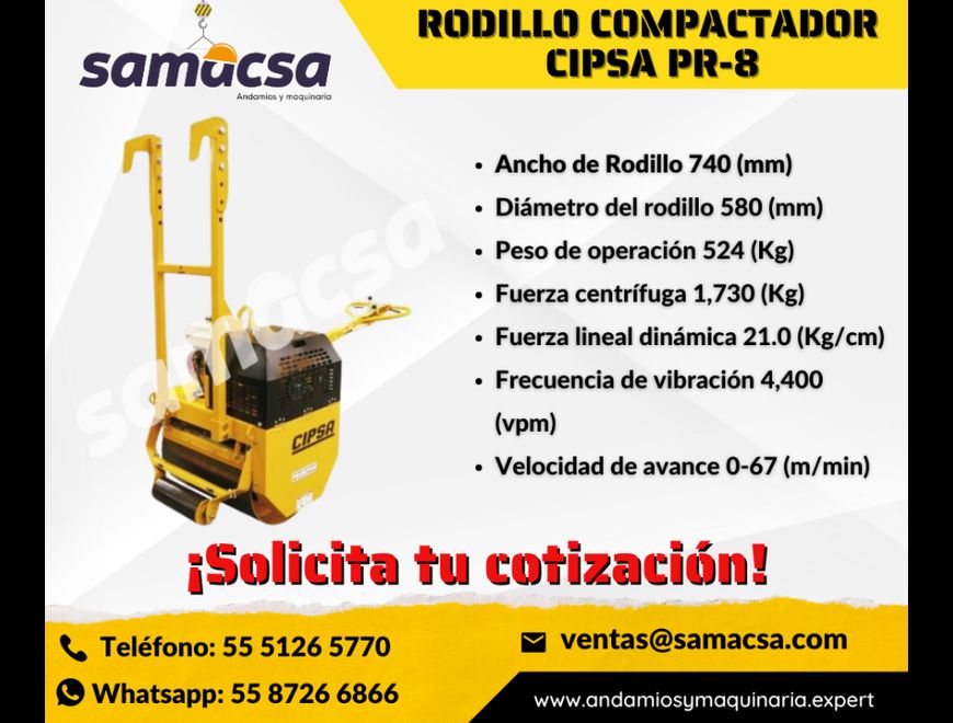 Rodillo PR8 CIPSA para Compactación Eficiente en Durango (Municipio)