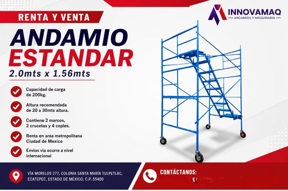 Andamio Estándar 2.0 x 1.56m - Renta y Venta Capacidad 200kg