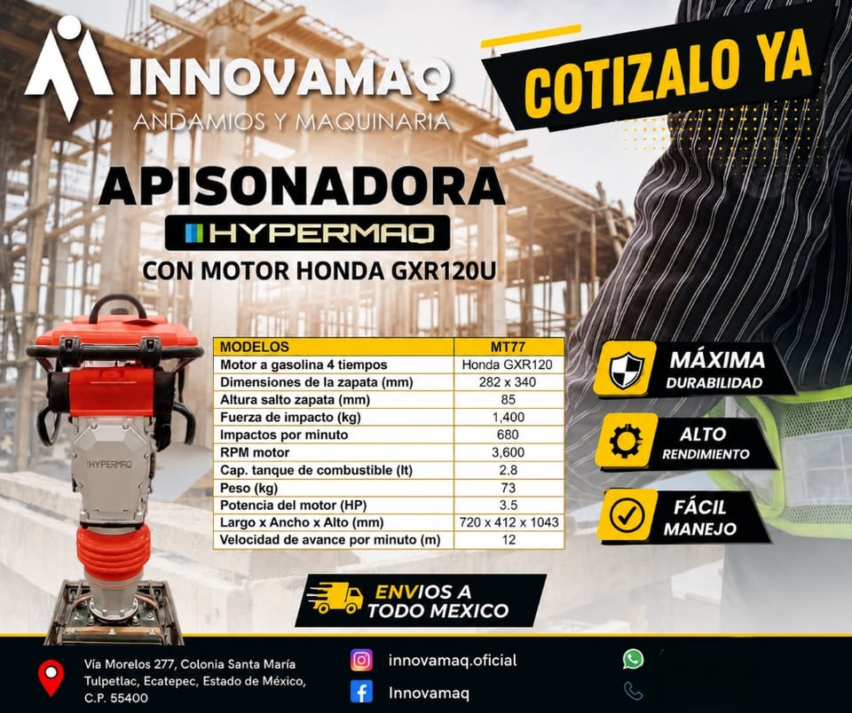 Apisonadora Tipo Bailarina Hypermaq MT77 Industrial en Coyoacán (Municipio)