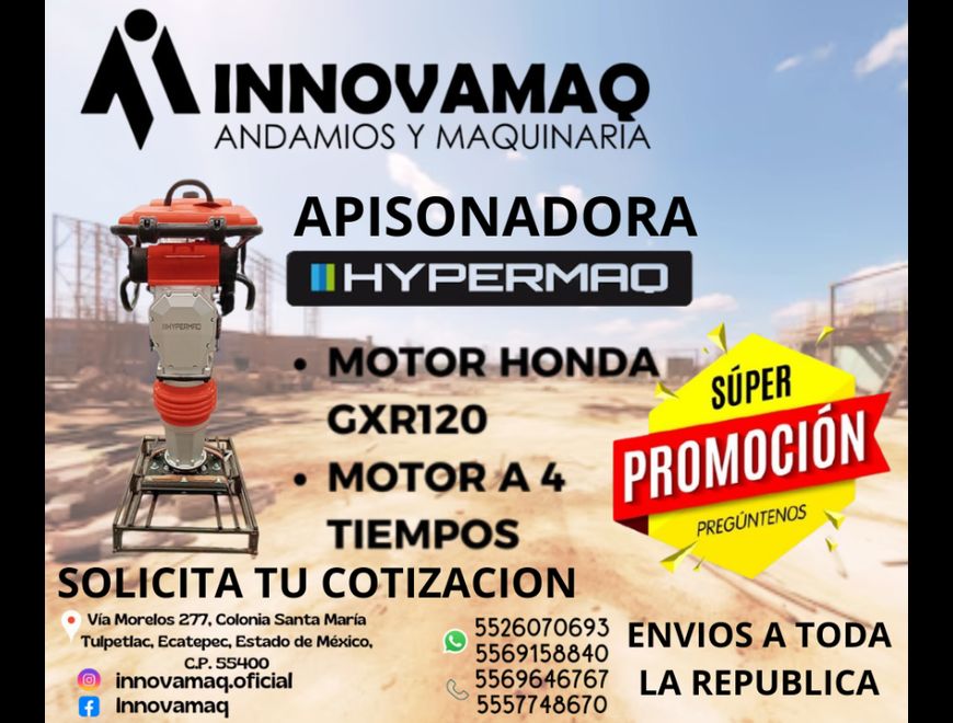 Apisonadora HYPERMAQ con Motor Honda GXR120 de 3.5 en Ecatepec de Morelos (Municipio)