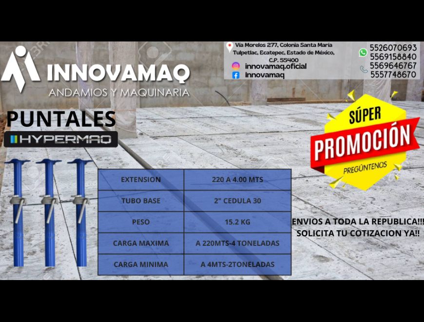 Puntal para cimbra mod.PH-400 Extensible en Ecatepec de Morelos (Municipio)
