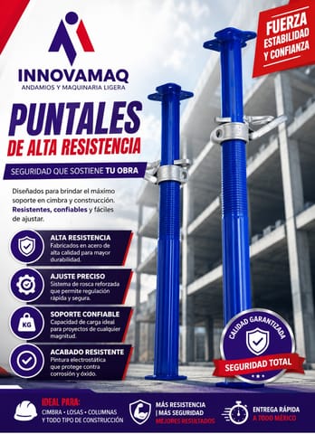 Puntales de Acero INNOVAMAQ Alta Resistencia para Construcción