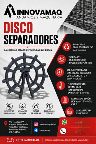 Disco Separador Para Varilla Plástico De Alta Resistencia