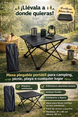 Mesa portátil para camping y picnic ligera y práctica