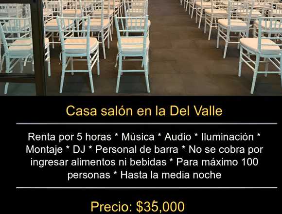 Hermosa casa para eventos en la colonia Del Valle