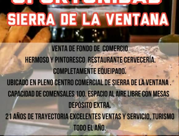 Venta de fondo de comercio en Sierra de la Ventana (Localidad)