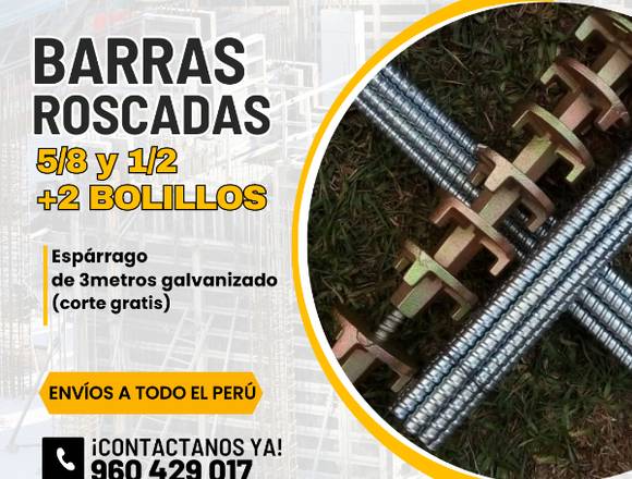 ESPÁRRAGOS DE 5/8 Y DE 1/2 DE 3METROS + 2 BOLILLOS en Lima (Lima 1) (Distrito)