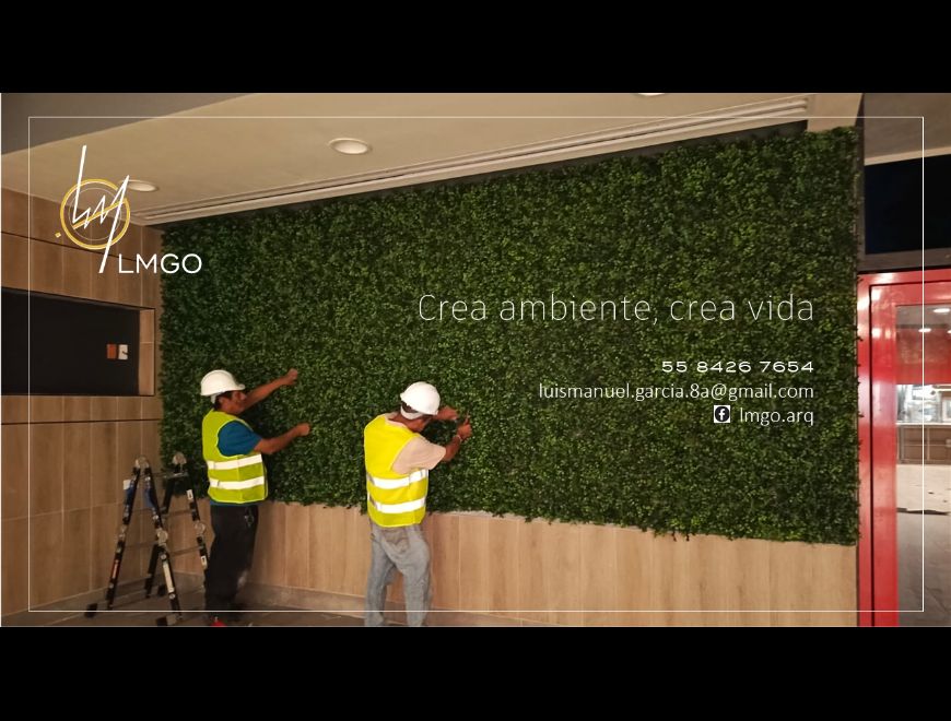 Instalación de muros verdes y jardineras.