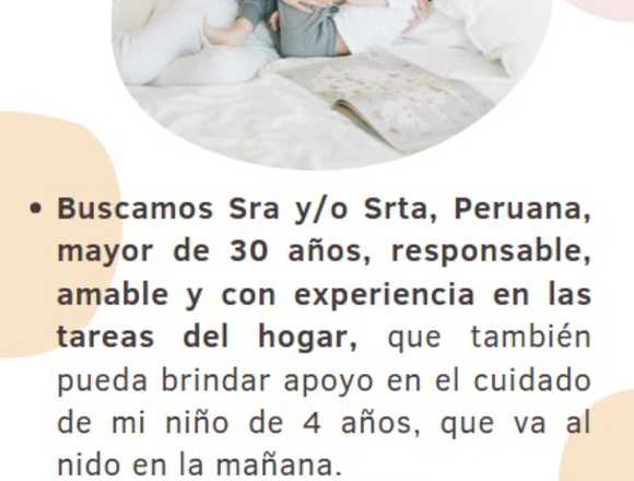 empleada del hogar y cuidado de niño 4 años en San Isidro (Lima 27) (Distrito)