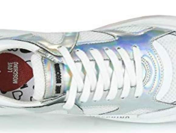 Zapatos de Mujer Sneaker Bianco Argento